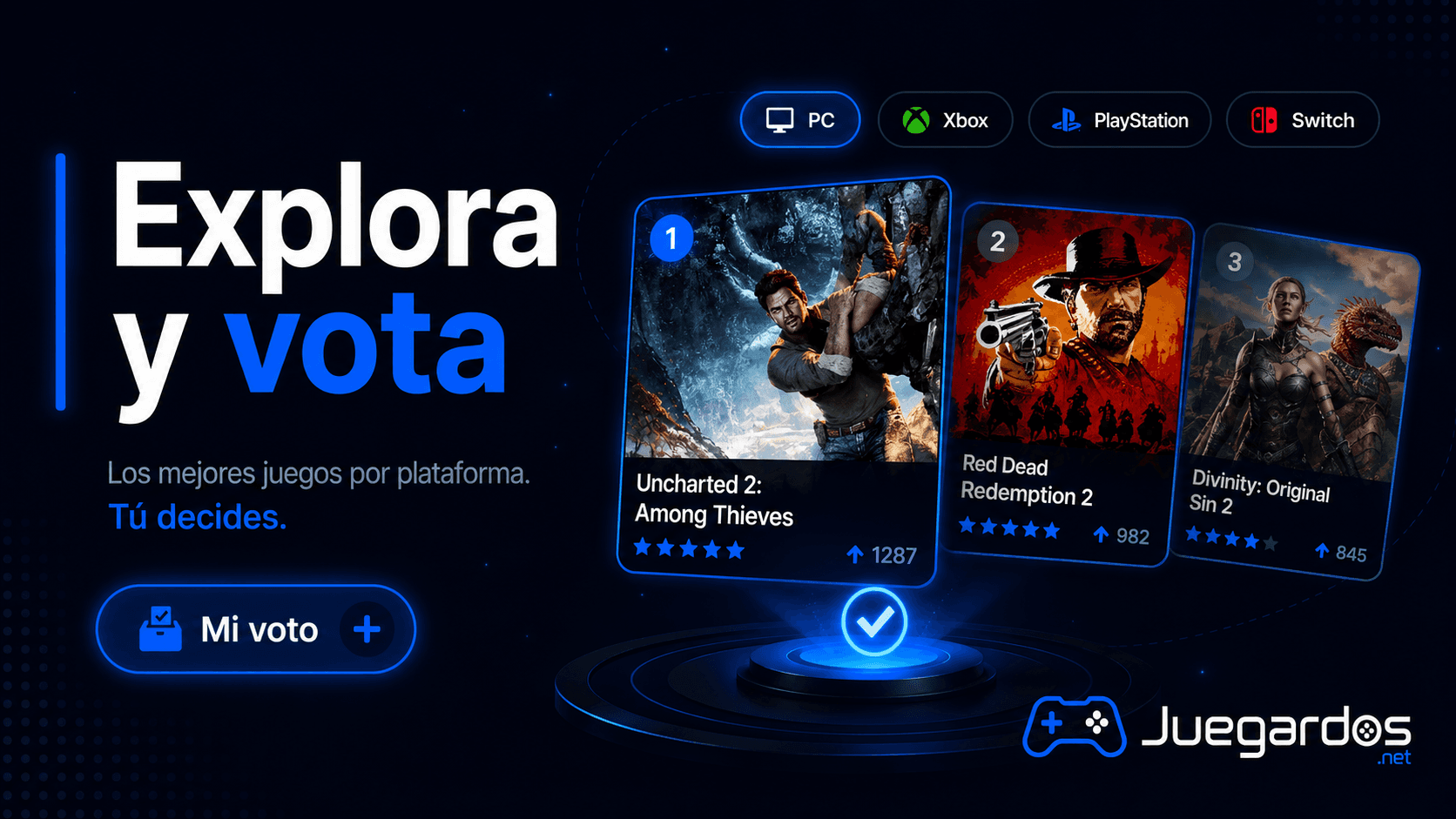 Explora y vota: descubre los mejores juegos por plataforma y construye tu biblioteca gamer